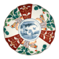 ANTIQUE JAPANESE POLYCHROME IMARI DEEP PLATE/SHALLOW BOWL 19TH CENTURY, LATE 19TH CENTURY, PORCELAIN
