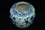 A LATE MING DYNASTY BLUE AND WHITE BOYS JAR