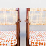 MID CENTURY MODERN 1950S WALNUT AND CANE ARMCHAIRS BY SYLVE STENQUIST FOR DUX OF SWEDEN, SEATING