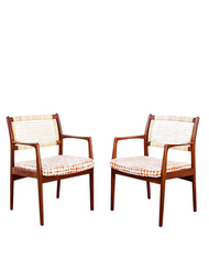 MID CENTURY MODERN 1950S WALNUT AND CANE ARMCHAIRS BY SYLVE STENQUIST FOR DUX OF SWEDEN, SEATING