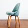 AUTHENTIC 1950S SAARINEN ARMLESS EXECUTIVE CHAIRS BY KNOLL, SET OF 4, BLUE UPHOLSTERY, WOODEN BASE