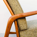 1960S DANISH MODERN RECLINING OAK LOUNGE CHAIR AND OTTOMAN, ATTRIBUTED TO IB KOFOD-LARSEN, SEATING