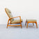 1960S DANISH MODERN RECLINING OAK LOUNGE CHAIR AND OTTOMAN, ATTRIBUTED TO IB KOFOD-LARSEN, SEATING