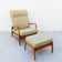 1960S DANISH MODERN RECLINING OAK LOUNGE CHAIR AND OTTOMAN, ATTRIBUTED TO IB KOFOD-LARSEN, SEATING