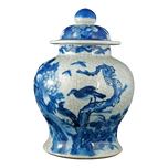CHINESE LIDDED JAR BLUE AND WHITE WITH CRACKLE KANGXI MARK 19TH CENTURY, LATE 19TH CENTURY, CHINA, PORCELAIN