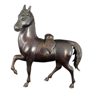 ANTIQUE JAPANESE MEIJI BRONZE HORSE FIGURAL CENSER, LATE 19TH CENTURY