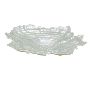 LARGE VINTAGE ART GLASS OYSTER SHAPED CENTERPIECE SHALLOW BOWL LATE 20TH C, LATE 20TH CENTURY, UNITED STATES