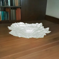 LARGE VINTAGE ART GLASS OYSTER SHAPED CENTERPIECE SHALLOW BOWL LATE 20TH C, LATE 20TH CENTURY, UNITED STATES