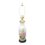 CHINESE POLYCHROME PEONY VASE LAMP REPUBLIC PERIOD, 1940S, CHINA, PORCELAIN