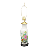 CHINESE POLYCHROME PEONY VASE LAMP REPUBLIC PERIOD, 1940S, CHINA, PORCELAIN