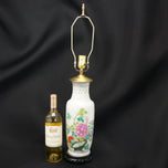 CHINESE POLYCHROME PEONY VASE LAMP REPUBLIC PERIOD, 1940S, CHINA, PORCELAIN