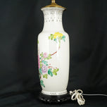 CHINESE POLYCHROME PEONY VASE LAMP REPUBLIC PERIOD, 1940S, CHINA, PORCELAIN