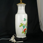 CHINESE POLYCHROME PEONY VASE LAMP REPUBLIC PERIOD, 1940S, CHINA, PORCELAIN