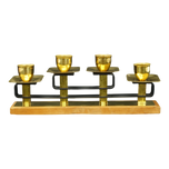 LATE ART DECO BRASS CANDLE HOLDER CENTERPIECE, 1940S, UNITED STATES
