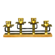 LATE ART DECO BRASS CANDLE HOLDER CENTERPIECE, 1940S, UNITED STATES