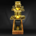 LATE ART DECO BRASS CANDLE HOLDER CENTERPIECE, 1940S, UNITED STATES