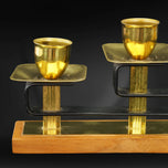 LATE ART DECO BRASS CANDLE HOLDER CENTERPIECE, 1940S, UNITED STATES
