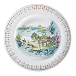 CHINESE PORCELAIN POLYCHROME CABINET PLATE WITH LANDSCAPE QING/REPUBLIC PERIOD, EARLY 20TH CENTURY, CHINA