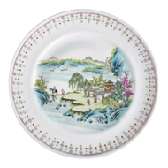 CHINESE PORCELAIN POLYCHROME CABINET PLATE WITH LANDSCAPE QING/REPUBLIC PERIOD, EARLY 20TH CENTURY, CHINA