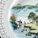 CHINESE PORCELAIN POLYCHROME CABINET PLATE WITH LANDSCAPE QING/REPUBLIC PERIOD, EARLY 20TH CENTURY, CHINA