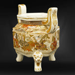 JAPANESE SATSUMA CENSER WITH ARMS MEIJI PERIOD, LATE 19TH CENTURY, CERAMIC