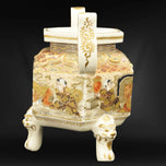 JAPANESE SATSUMA CENSER WITH ARMS MEIJI PERIOD, LATE 19TH CENTURY, CERAMIC