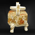 JAPANESE SATSUMA CENSER WITH ARMS MEIJI PERIOD, LATE 19TH CENTURY, CERAMIC