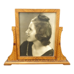 WOOD MARQUETRY TILT PICTURE FRAME WITH PHOTO OF HOLLYWOOD BEAUTY CIRCA 1930, 1930S, UNITED STATES