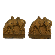 PAIR OF RIDERLESS HORSE BOOKENDS CAST IRON 1920'S, 1920S, UNITED STATES