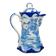 ANTIQUE ENGLISH FLOW BLUE TRANSFERWARE CHINOISERIE CHOCOLATE POT WITH PAGODA, MID 19TH CENTURY, UNITED KINGDOM,