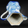 ANTIQUE ENGLISH FLOW BLUE TRANSFERWARE CHINOISERIE CHOCOLATE POT WITH PAGODA, MID 19TH CENTURY, UNITED KINGDOM,
