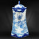 ANTIQUE ENGLISH FLOW BLUE TRANSFERWARE CHINOISERIE CHOCOLATE POT WITH PAGODA, MID 19TH CENTURY, UNITED KINGDOM,