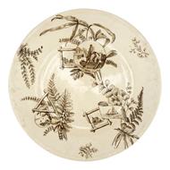 VICTORIAN AESTHETIC MOVEMENT TRANSFER WARE PLATE FURNIVAL CIRCA 1870, LATE 19TH CENTURY, UNITED KINGDOM, CERAMIC