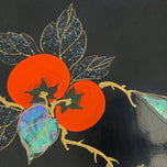 MID CENTURY JAPANESE LACQUER PANEL PERSIMMON AND BIRD, MID 20TH CENTURY