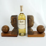PAIR OF CARVED MESOAMERICAN-INSPIRED WOOD BOOKENDS, 1980S, COSTA RICA