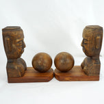 PAIR OF CARVED MESOAMERICAN-INSPIRED WOOD BOOKENDS, 1980S, COSTA RICA