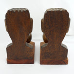 PAIR OF CARVED MESOAMERICAN-INSPIRED WOOD BOOKENDS, 1980S, COSTA RICA