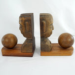 PAIR OF CARVED MESOAMERICAN-INSPIRED WOOD BOOKENDS, 1980S, COSTA RICA