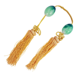 JAPANESE GLASS HANGING SCROLL WEIGHTS WITH TASSELS, 1980S