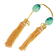 JAPANESE GLASS HANGING SCROLL WEIGHTS WITH TASSELS, 1980S