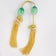 JAPANESE GLASS HANGING SCROLL WEIGHTS WITH TASSELS, 1980S