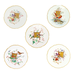 RARE ANTIQUE HAVILAND LIMOGES CABINET PLATES BIRDS SET OF 5 C 1877, LATE 19TH CENTURY, FRANCE, PORCELAIN