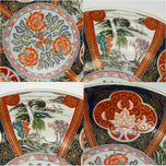 LARGE JAPANESE IMARI CHARGER AND MATCHING LARGE BOWL WITH LANDSCAPE SCENES SIGNED TEIZEN C 1910, 1910S, PORCELAIN