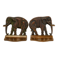 PAIR OF VINTAGE BRONZE ELEPHANT BOOKENDS 1920'S/30'S, 1930S, UNITED STATES