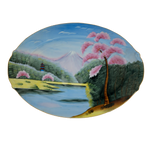 VINTAGE HAND-PAINTED PLATTER LANDSCAPE WITH CHERRY TREES OCCUPIED JAPAN AITO CHINA, 1950S, PORCELAIN