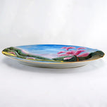 VINTAGE HAND-PAINTED PLATTER LANDSCAPE WITH CHERRY TREES OCCUPIED JAPAN AITO CHINA, 1950S, PORCELAIN