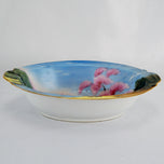 VINTAGE HAND-PAINTED VEGETABLE BOWL OCCUPIED JAPAN LANDSCAPE WITH CHERRY TREES AITO CHINA, 1950S, PORCELAIN
