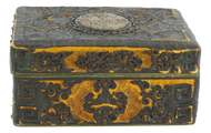 ANTIQUE CHINESE LACQUER AND HARDSTONE ENAMEL PLAYING CARD BOX CIRCA 1920, 1920S, CHINA