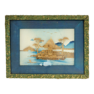 ANTIQUE CHINESE FRAMED CORK PICTURE SHADOWBOX 1930S, CHINA