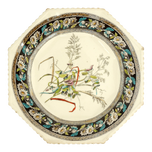 COPELAND SWEET PEA PLATE POLYCHROME TRANSFERWARE 19TH CENTURY, LATE 19TH CENTURY, UNITED STATES, CERAMIC